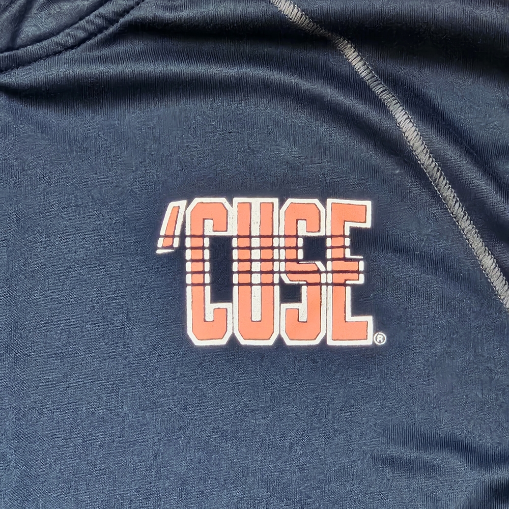 Men's 'CUSE' Blue Spruce With Orange Logo 1/4 Zip T-SHIRT Weight Jersey Top XL